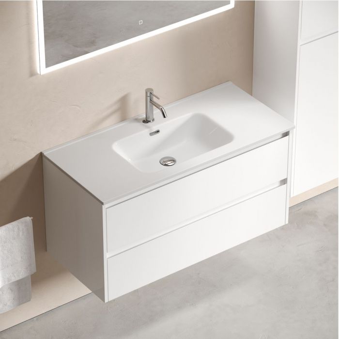 Тумба подвесная SANCOS под раковину Libra, белый глянец 990х450х500 мм, LB100W