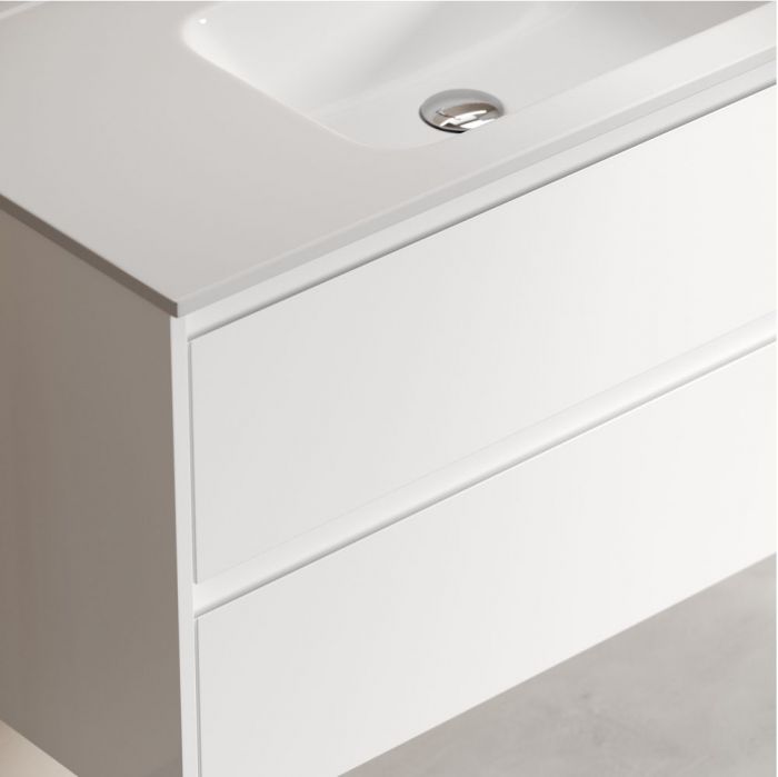 Тумба подвесная SANCOS под раковину Libra, белый глянец 990х450х500 мм, LB100W