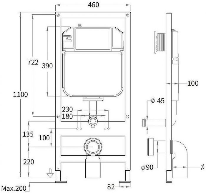 Инсталляция WeltWasser WW Bamberg 460 10000010285 для унитаза без клавиши смыва