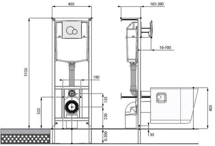 Комплект унитаза с инсталляцией Santek Нео 1WH501758 с сиденьем Микролифт и Белой клавишей смыва