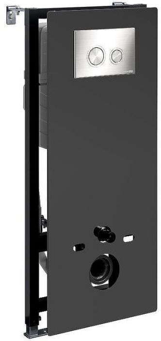 Инсталляция WasserKRAFT Abens 20TLT.010.ME.BL.BN01 для унитаза Черное стекло с клавишей смыва Никель