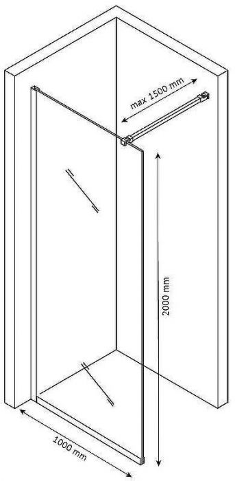 Душевая перегородка Berges Sky Black 100х200 064014 профиль Черный матовый стекло тонированное