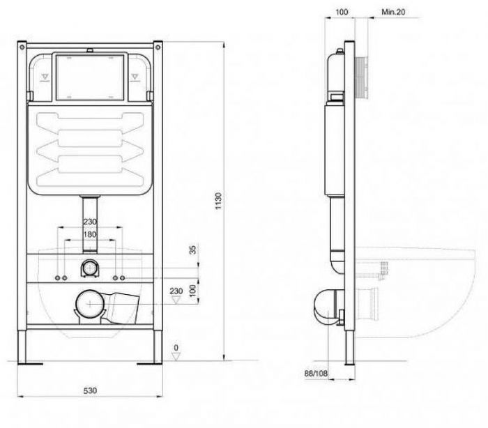 Инсталляция Nofer Hydrosmart 07801.N для унитаза без клавиши смыва