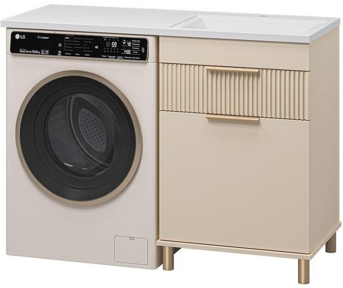 Тумба с раковиной Brevita Enfida 120 R УТ000024651 с бельевой корзиной Бежевая матовая