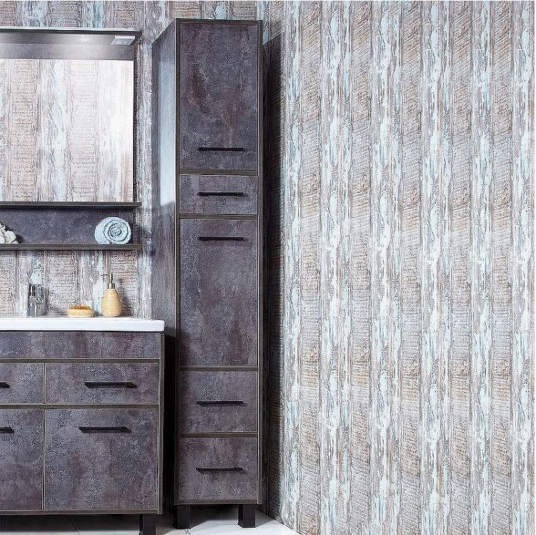 Шкаф пенал Бриклаер Чили 35 4627125415197 с бельевой корзиной Цемент