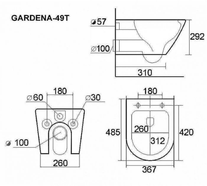 Унитаз Esbano Gardena-49T ESUPGARD49TW подвесной с сиденьем Микролифт