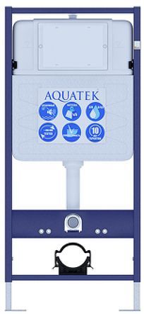 Комплект унитаза с инсталляцией Aquatek Set Aquatek Дива-016 4в1 с сиденьем Микролифт и клавишей смыва Хром глянцевый