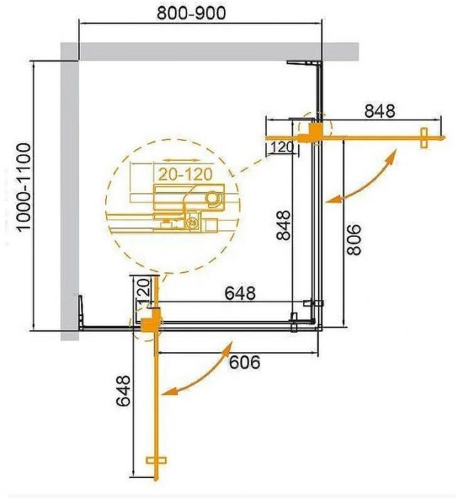Душевой уголок Cezares Slider 90x110 SLIDER-AH-2-80/90-100/110-GRIGIO-NERO профиль Черный матовый стекло тонированное