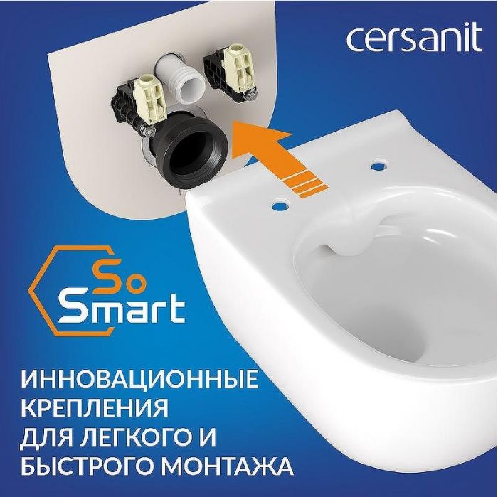 Комплект унитаза Cersanit Brasko Smart CO DPL EO Slim с сиденьем Микролифт и инсталляцией Vector 68304 с Белой клавишей смыва