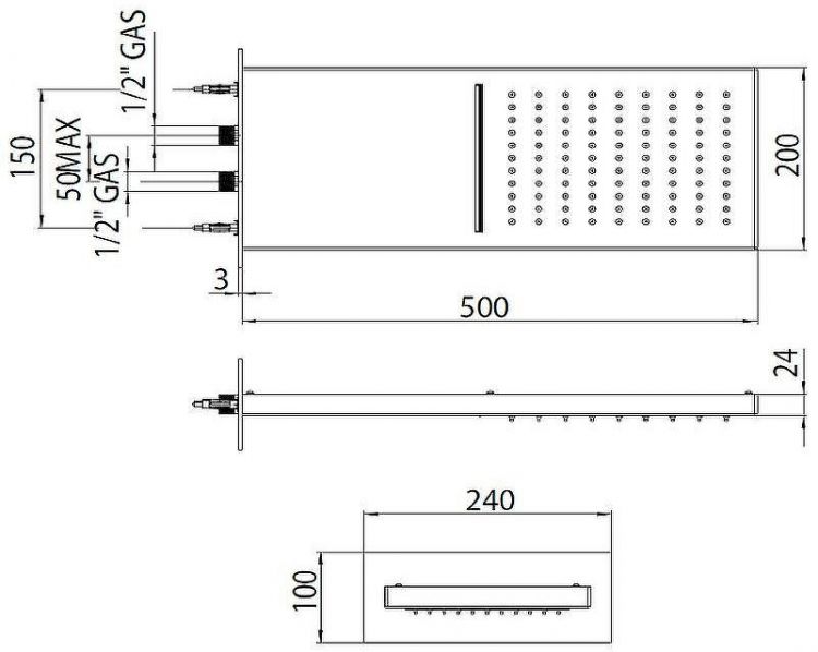 Верхний душ Bossini Manhattan I00570.073 Черный матовый