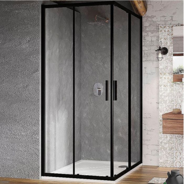Душевой уголок Ravak Blix BLSRV2-90 90x90 X1LM70300Z1 профиль Черный стекло Transparent