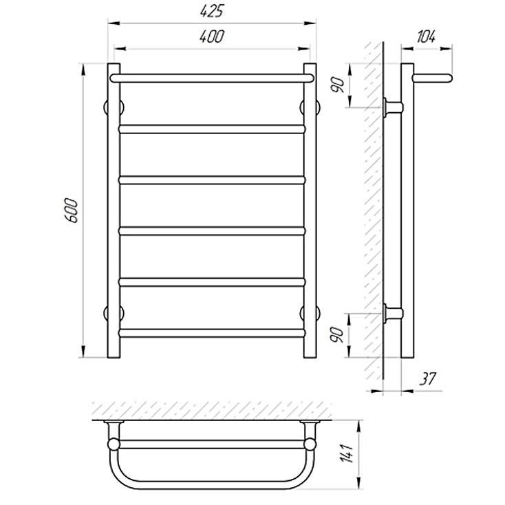 Полотенцесушитель электрический Laris Прайм П6 60х40 белый