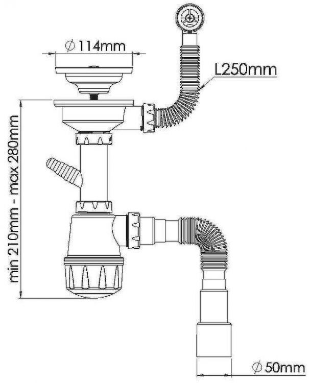 Сифон для кухонной мойки Nova 1046 Белый
