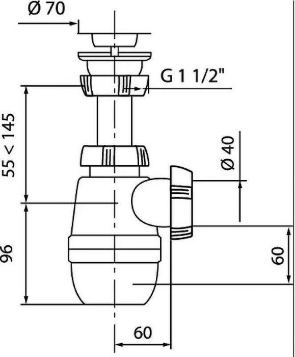 Сифон для кухонной мойки Wirquin Минор 30718024 Нержавеющая сталь