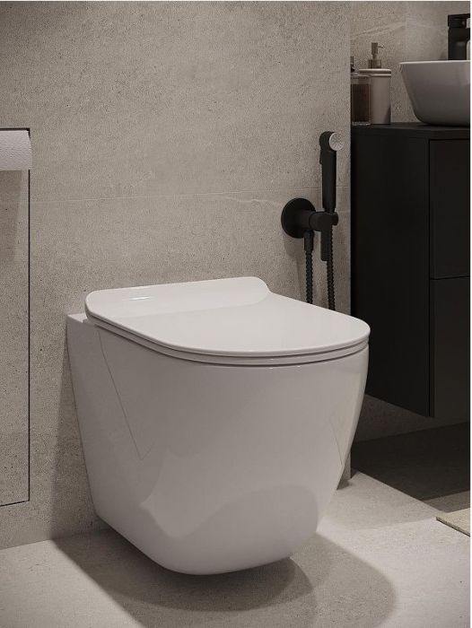 Комплект унитаза с инсталляцией Agger ATI09150L+APB244 цвет Белый с сиденьем Микролифт и клавишей смыва цвет Черный матовый