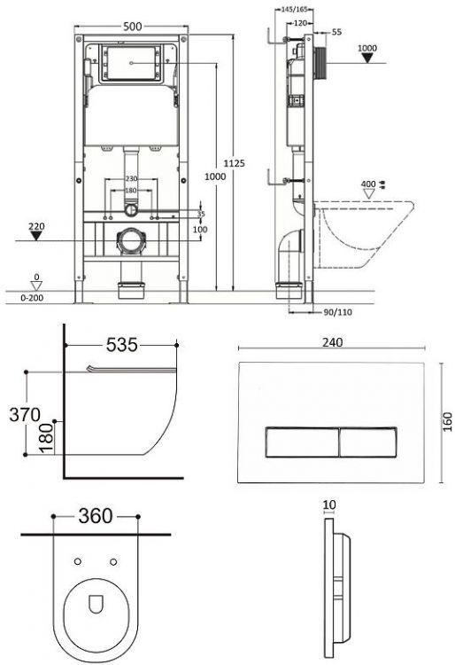 Комплект унитаза с инсталляцией Agger ATI09150L+APB244 цвет Белый с сиденьем Микролифт и клавишей смыва цвет Черный матовый Комплект унитаза с инсталляцией Agger ATI09150L+APB244 цвет Белый с сиденьем Микролифт и клавишей смыва цвет Черный матовый