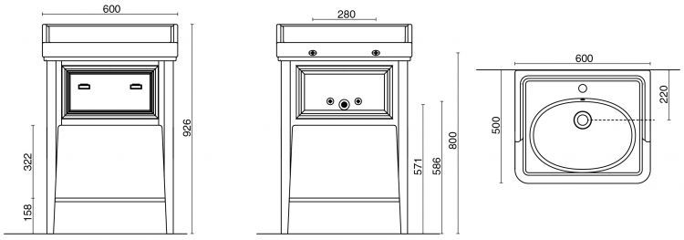 Тумба Provence под умывальник Pompei напольная 60 см, белый