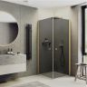 Душевой уголок Maybah Glass MGY-1300-3 900x900x1980 на монопетлях Золото стекло графитовое
