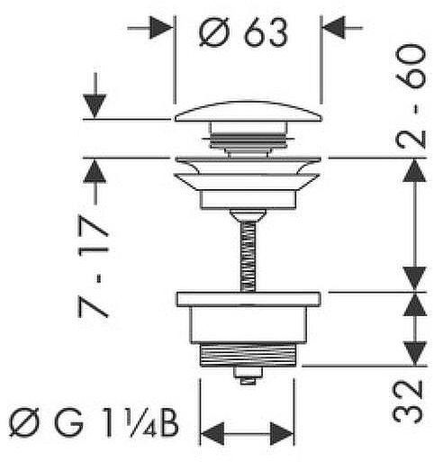 Донный клапан Hansgrohe 50100340 click-clack Шлифованный черный хром