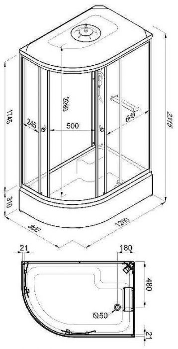 Душевая кабина Triton Коралл 120x80 В R Щ0000061820 без гидромассажа