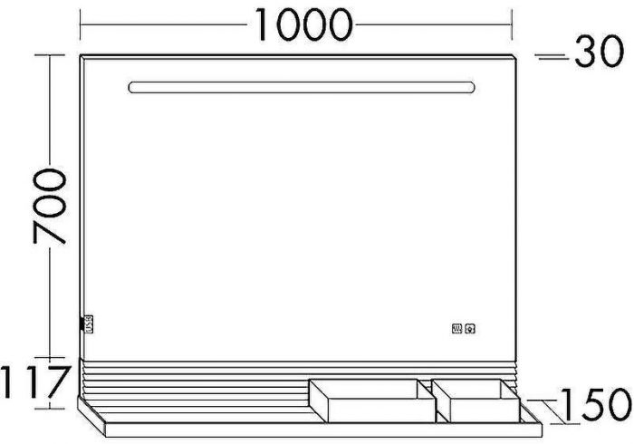 Зеркало Burgbad Fiumo 100 SFXP100FOT2 с подсветкой с подогревом с сенсорным выключателем