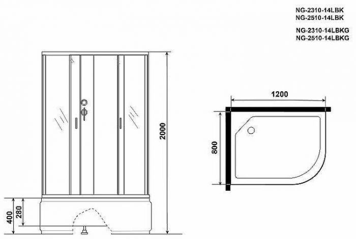 Душевая кабина Niagara Classic 120x80 L NG-2510-14LBKG с гидромассажем