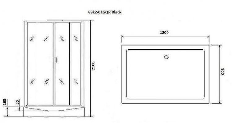 Душевая кабина Niagara Premium 120x80 NG-6912-01GQR Black с гидромассажем