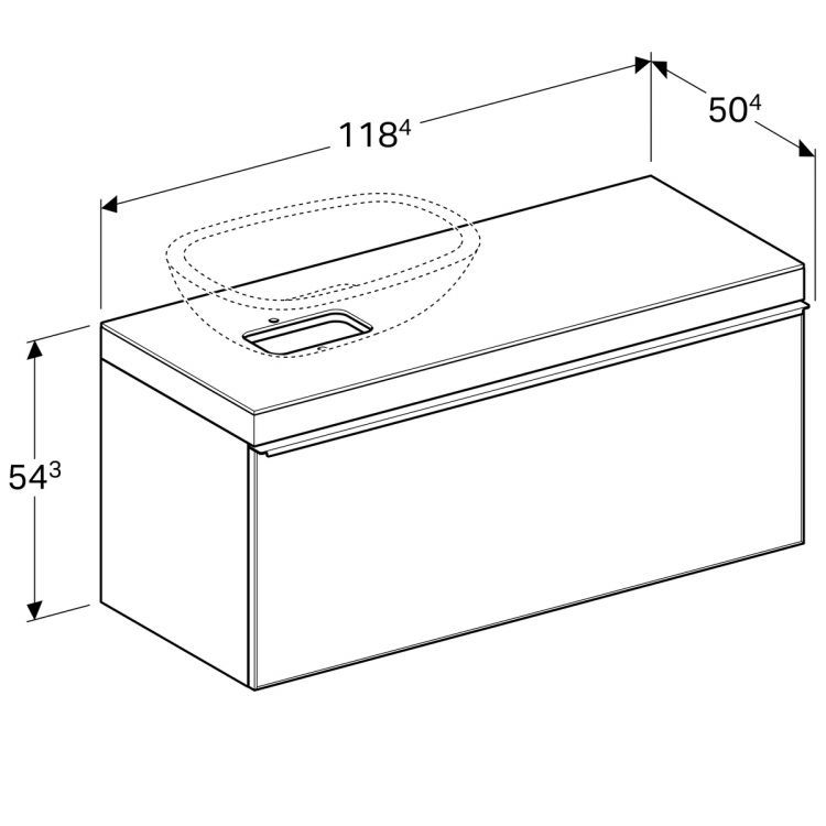 Тумба под раковину Geberit Citterio 118.4x54.3x50.4 мм, светлый дуб, бежевое стекло [500.561.JI.1]