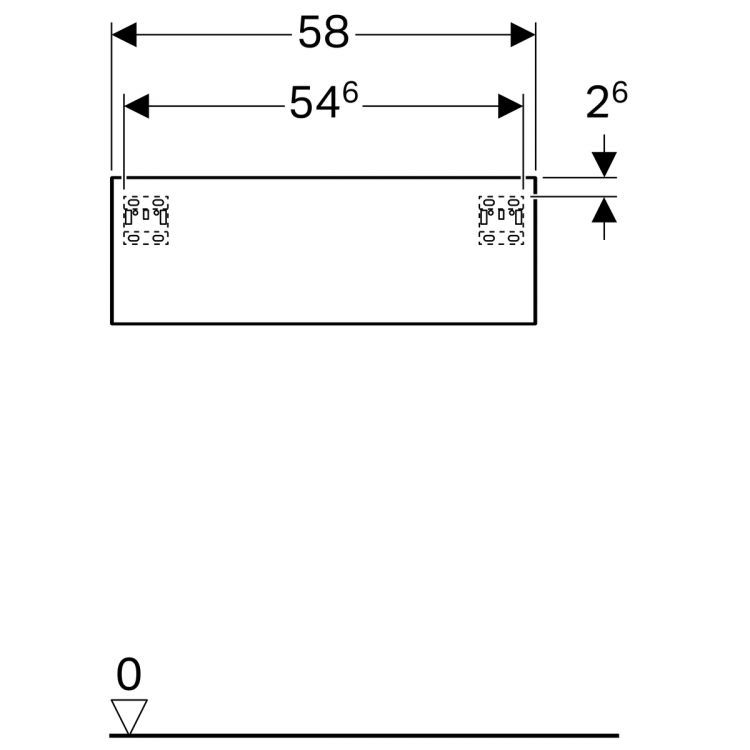 Шкафчик боковой Geberit Xeno? низкий с одним ящиком 580х200х462 мм, серый дуб [500.507.43.1]