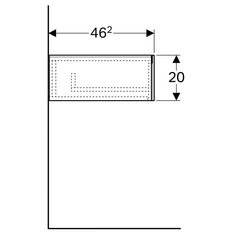 Шкафчик боковой Geberit Xeno? низкий с одним ящиком 580х200х462 мм, серый дуб [500.507.43.1]