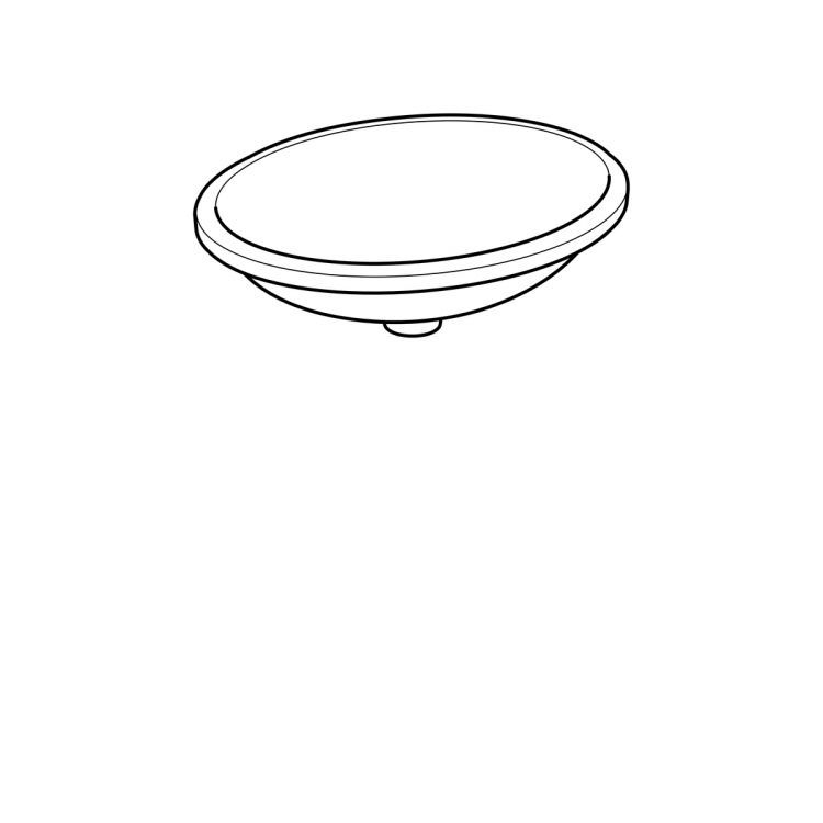 Раковина Geberit VariForm с установкой под столешницу овальной формы, Т1=50х40 см, без отв. под смеситель, без отв. перелива [500.754.01.2]