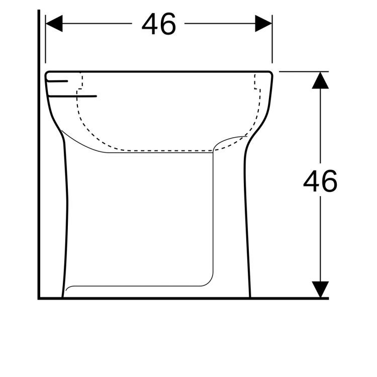 Унитаз напольный Geberit Vitalis, 6 л, 46 см, горизонтальный выпуск [211105000]