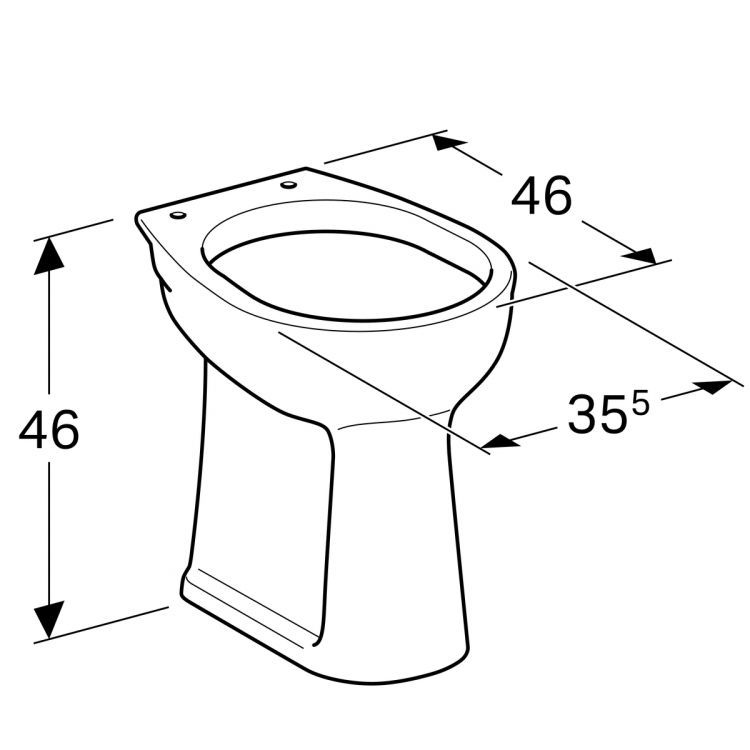 Унитаз напольный Geberit Vitalis, 6 л, 46 см, горизонтальный выпуск [211105000]