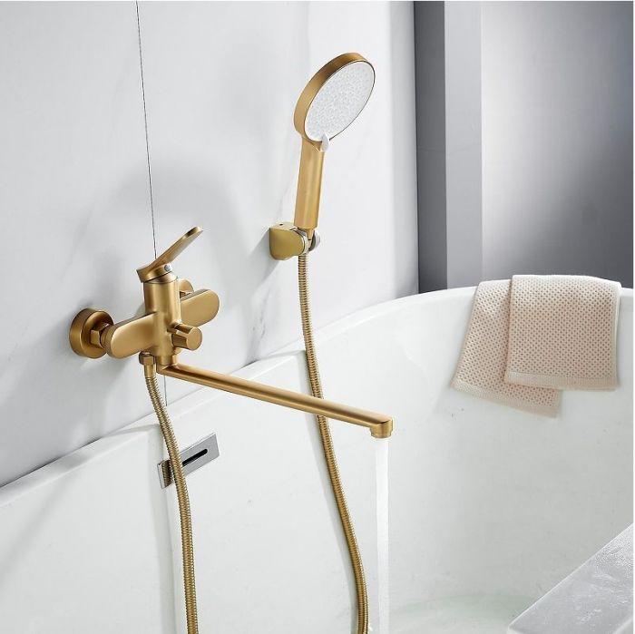 Смеситель для ванны Shevanik S43G S4322G универсальный цвет Золотой сатин