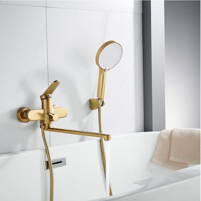 Смеситель для ванны Shevanik S43G S4322G универсальный цвет Золотой сатин