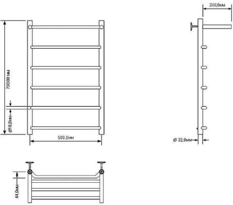 Водяной полотенцесушитель Aquanet Fiona 80x50 266741 с полкой Хром