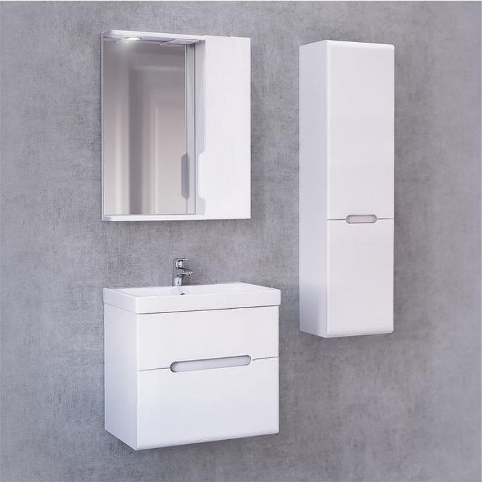 Тумба под раковину Jorno Moduo Slim 60 Mod.01.60/P/W подвесная Белый глянец