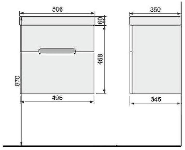 Тумба под раковину Jorno Moduo Slim 60 Mod.01.60/P/W подвесная Белый глянец