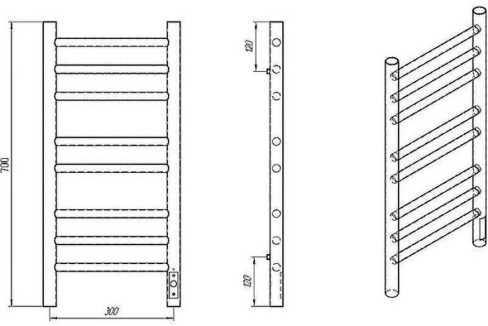 Электрический полотенцесушитель Laris Лаванда ЧКЧ П8 300х700 R 73207625 Черный муар