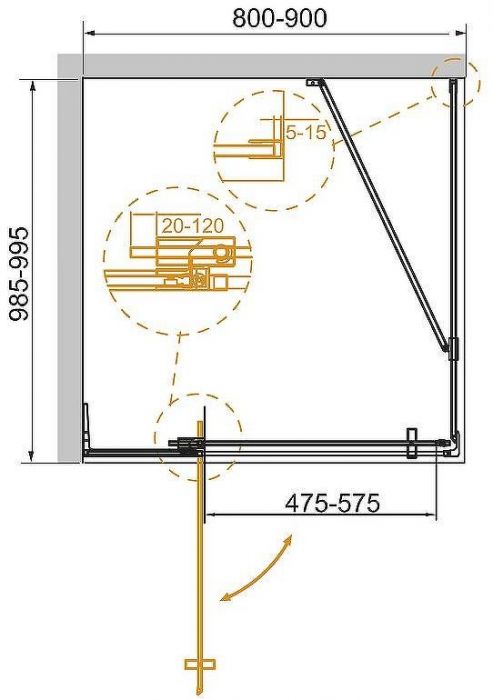 Душевой уголок Cezares Slider 90x100 SLIDER-AH-1-100-80/90-C-NERO профиль Черный матовый стекло прозрачное