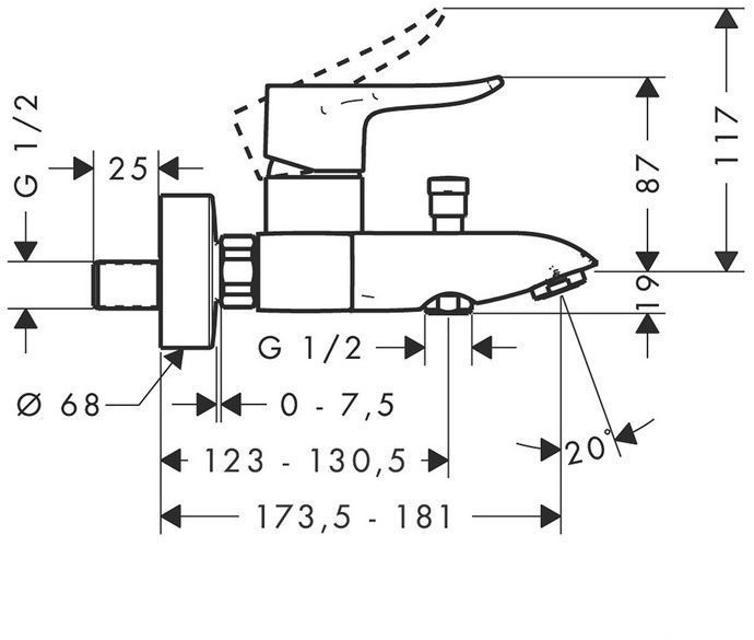 Hansgrohe Metris Смеситель для ванны, цвет: хром