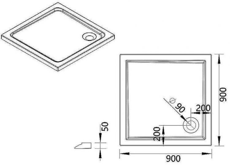 Акриловый поддон для душа Vincea 90х90 VST-5AS-9090 Белый