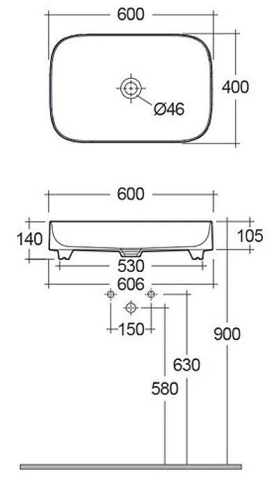 Раковина-чаша Kludi Resa S 60 58CW4053 цвет Белый матовый