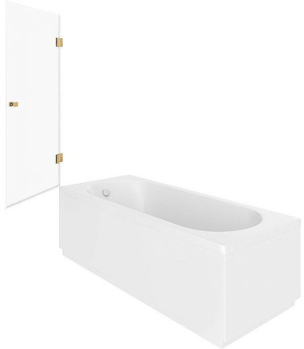 Шторка на ванну STWORKI Ольборг 70 профиль Золото стекло прозрачное