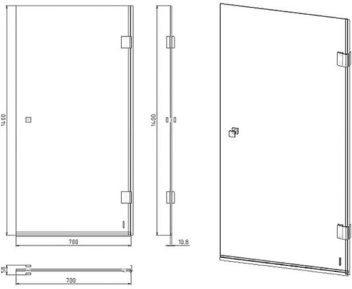 Шторка на ванну STWORKI Ольборг 70 профиль Золото стекло прозрачное