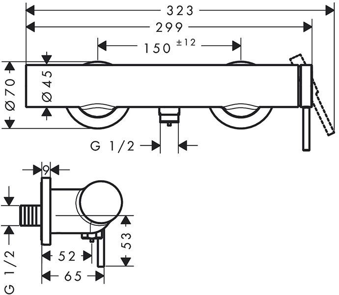 Hansgrohe Tecturis S Смеситель для душа, настенный, цвет: хром