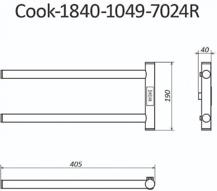 Электрический полотенцесушитель Маргроид Cook 190х110 Cook-1840-1049-7024R правый Графитовый серый