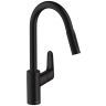 Hansgrohe Focus Кухонный смеситель 240, однорычажный, с вытяжным изливом 2jet, цвет: черный матовый