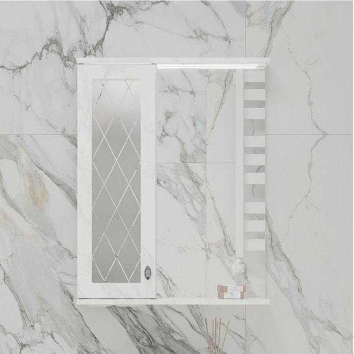 Зеркало со шкафом Volna Milena 55 L zsMLN55.L-01 с подсветкой Белое