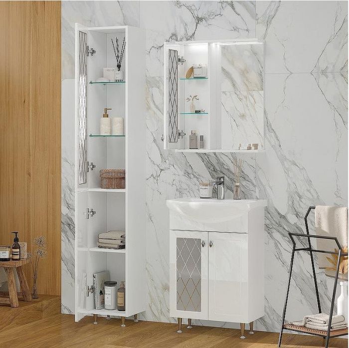 Зеркало со шкафом Volna Milena 55 L zsMLN55.L-01 с подсветкой Белое